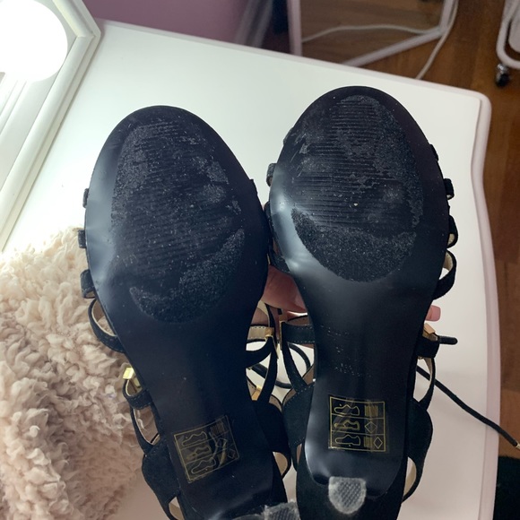 Black and gold lace up heels. - Picture 4 of 4